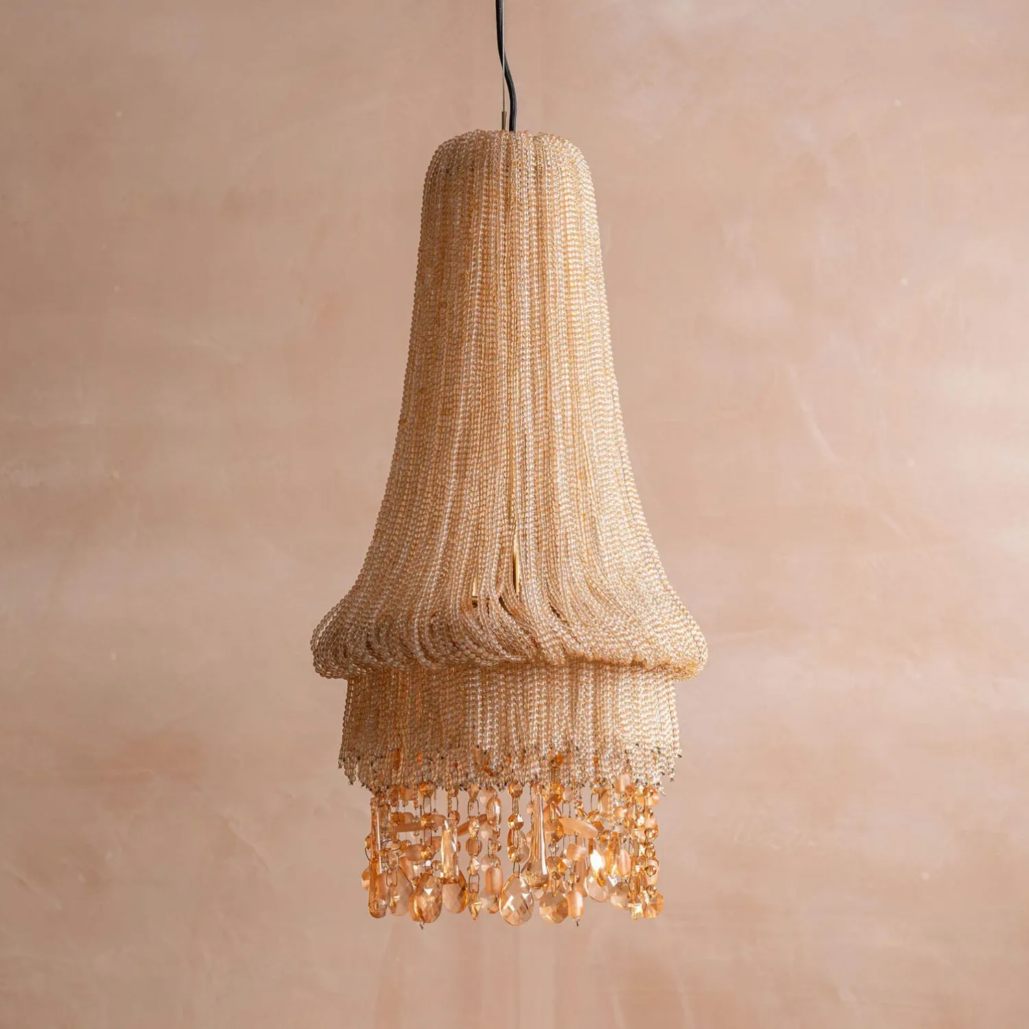 Graham & Green Adara Peach Beaded Pendant Light