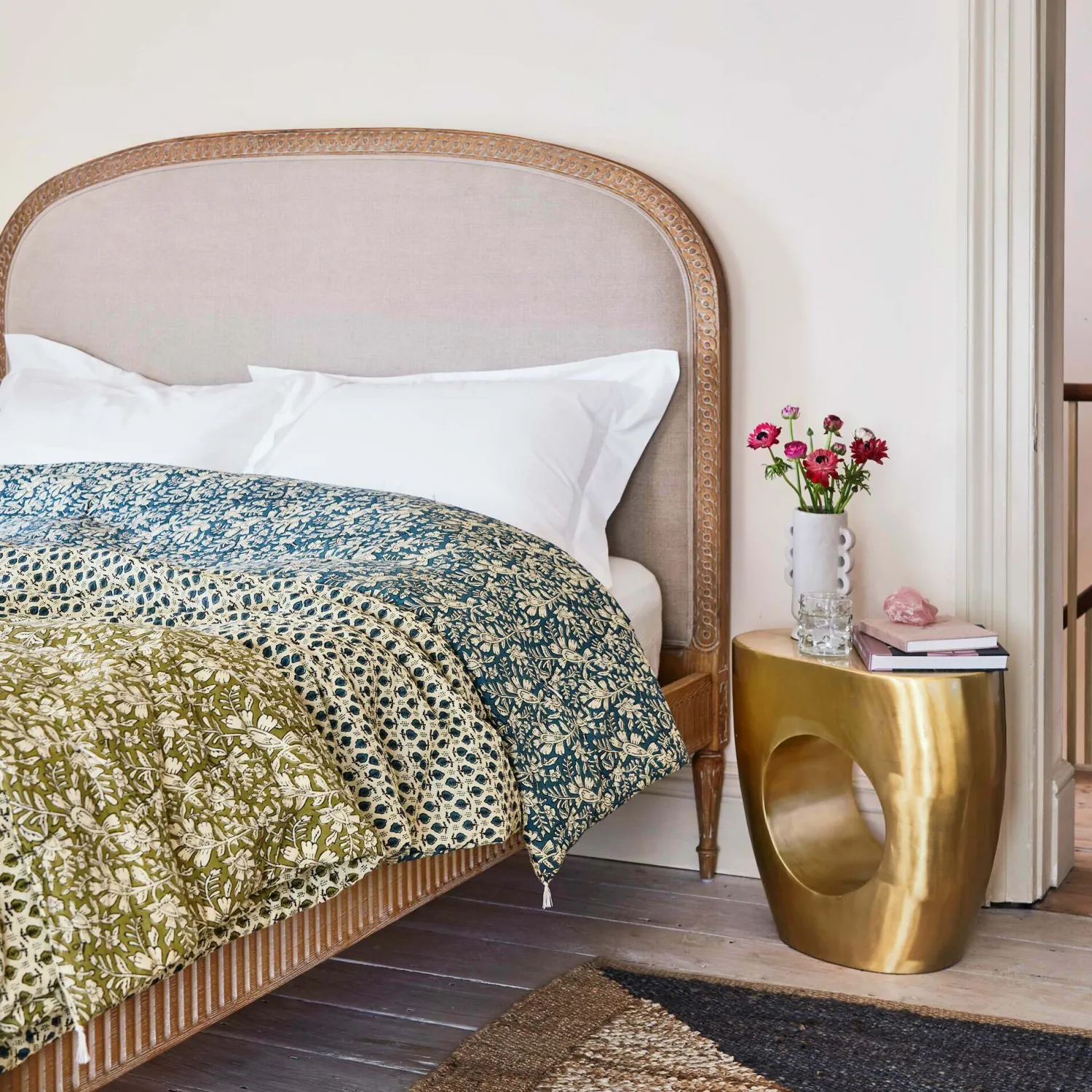 Graham & Green Alize King Size Natural Linen Bed