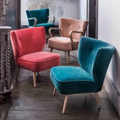 Graham & Green Alpana Coral Velvet Cocktail Chair