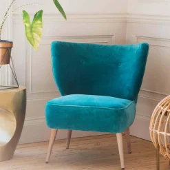 Graham & Green Alpana Teal Velvet Cocktail Chair