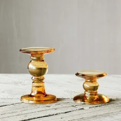 Graham & Green Amber Glass Candle Holders