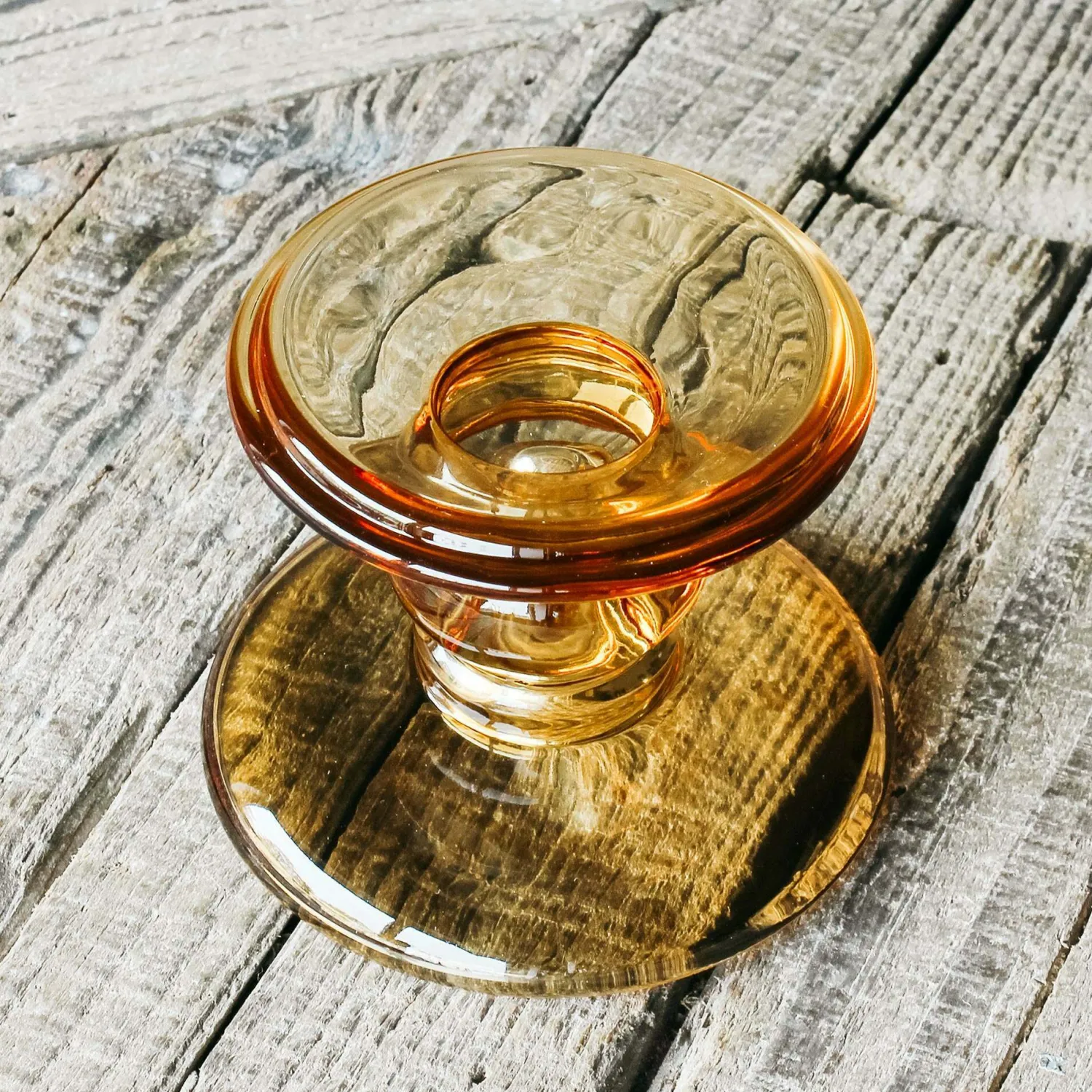Graham & Green Amber Glass Candle Holders