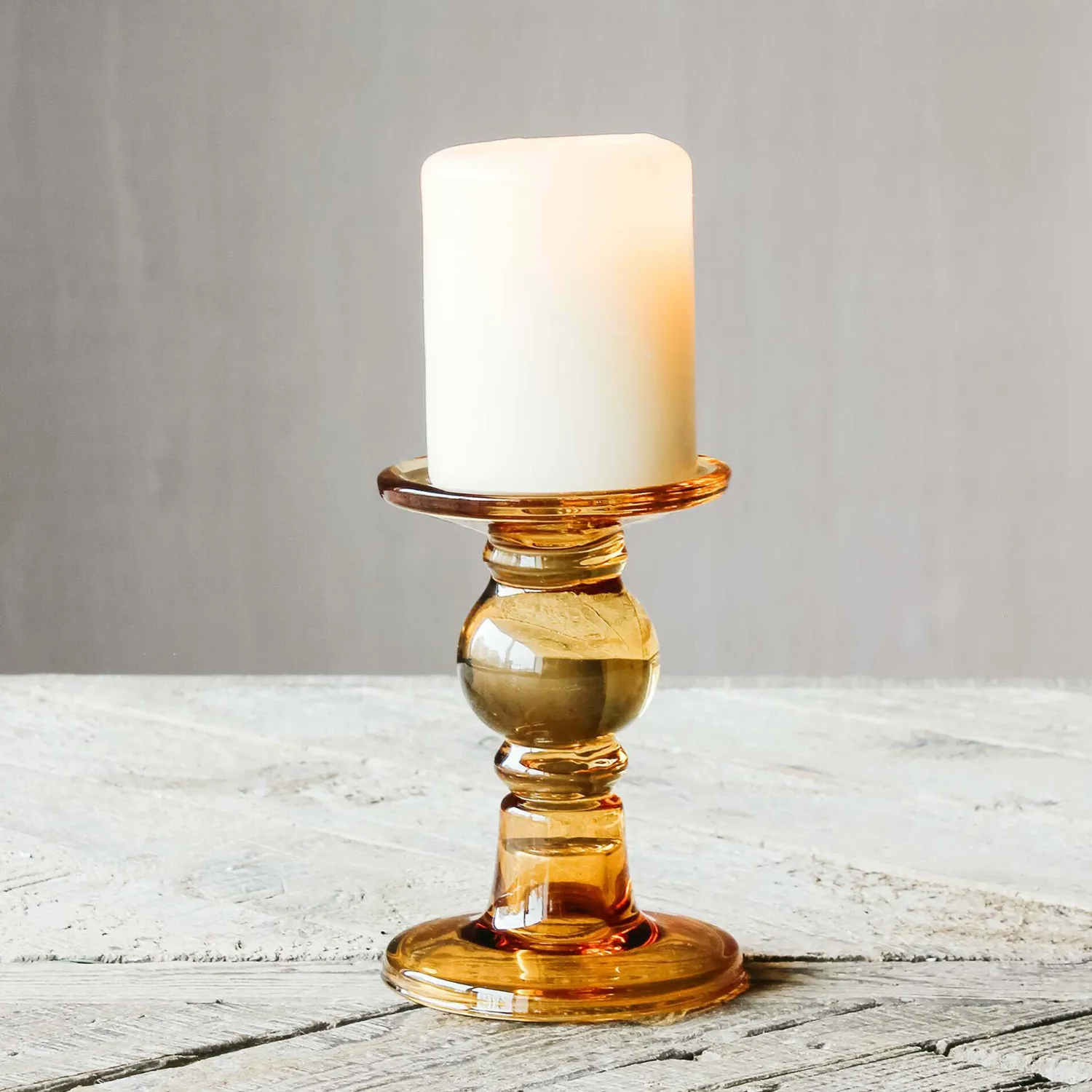 Graham & Green Amber Glass Candle Holders