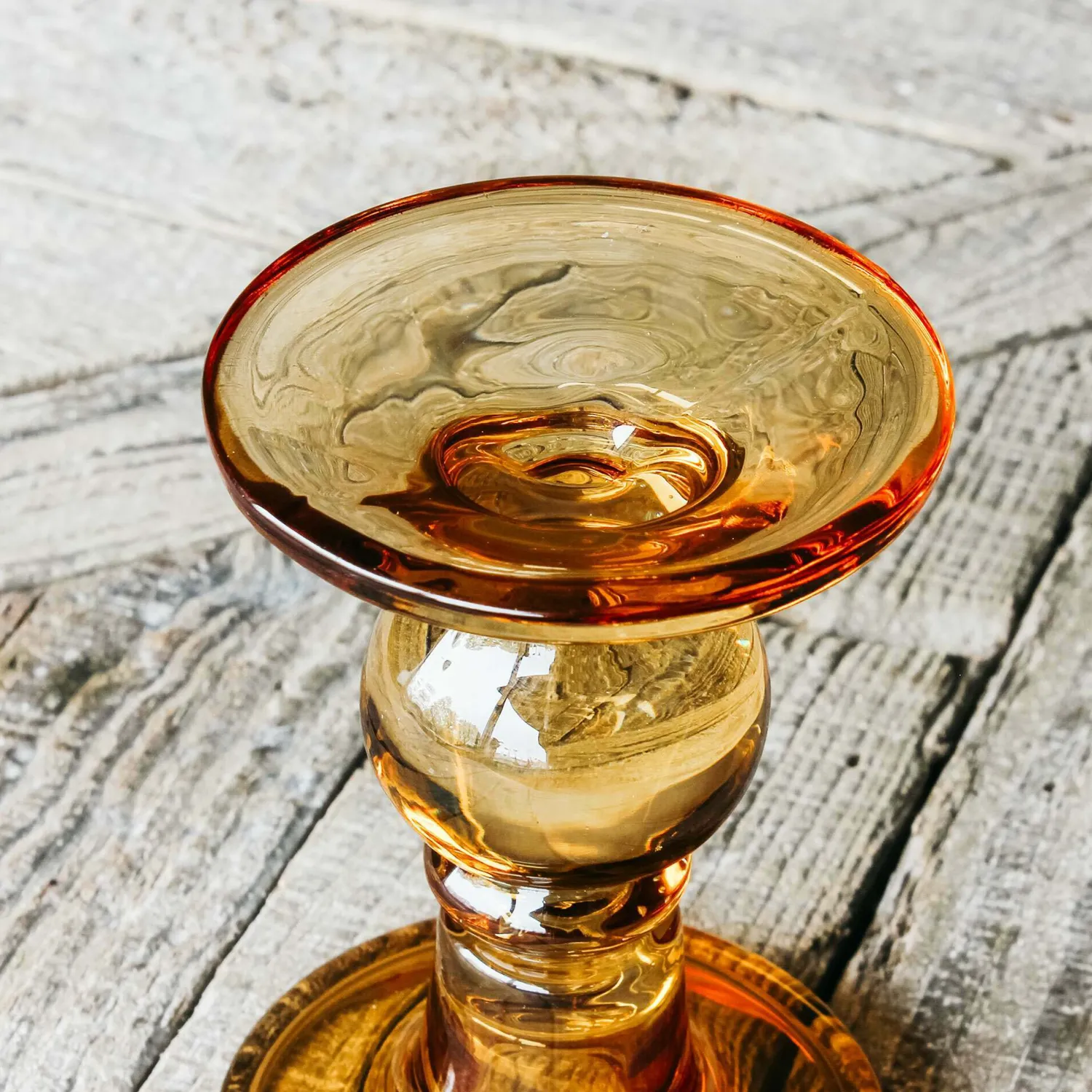 Graham & Green Amber Glass Candle Holders