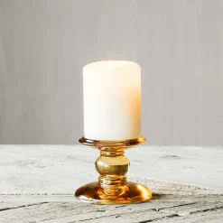 Graham & Green Amber Glass Candle Holders