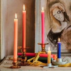 Graham & Green Amber Glass Candle Holders