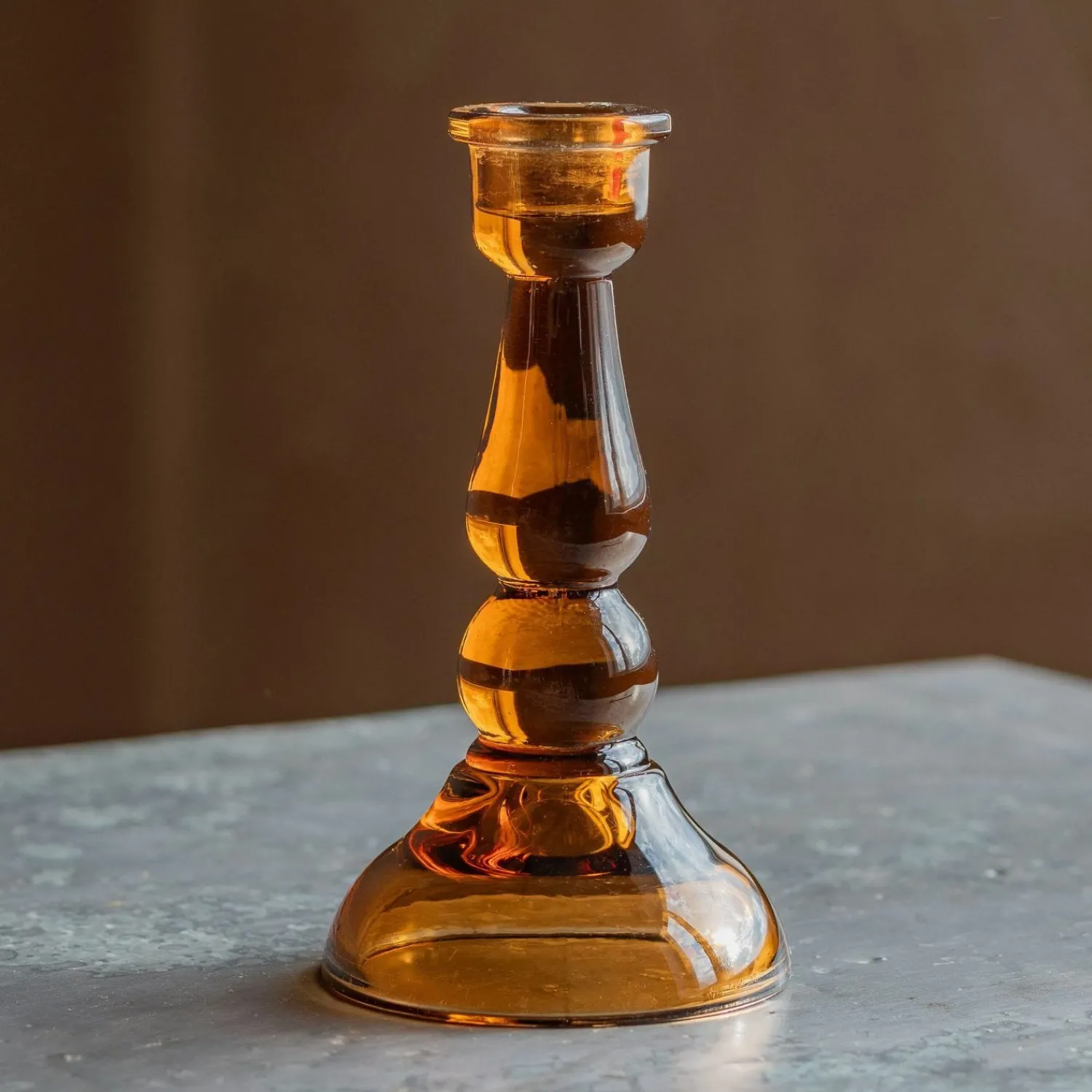 Graham & Green Amber Glass Candle Holder
