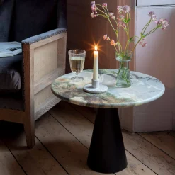 Graham & Green Anderson Marble and Black Mango Wood Side Table