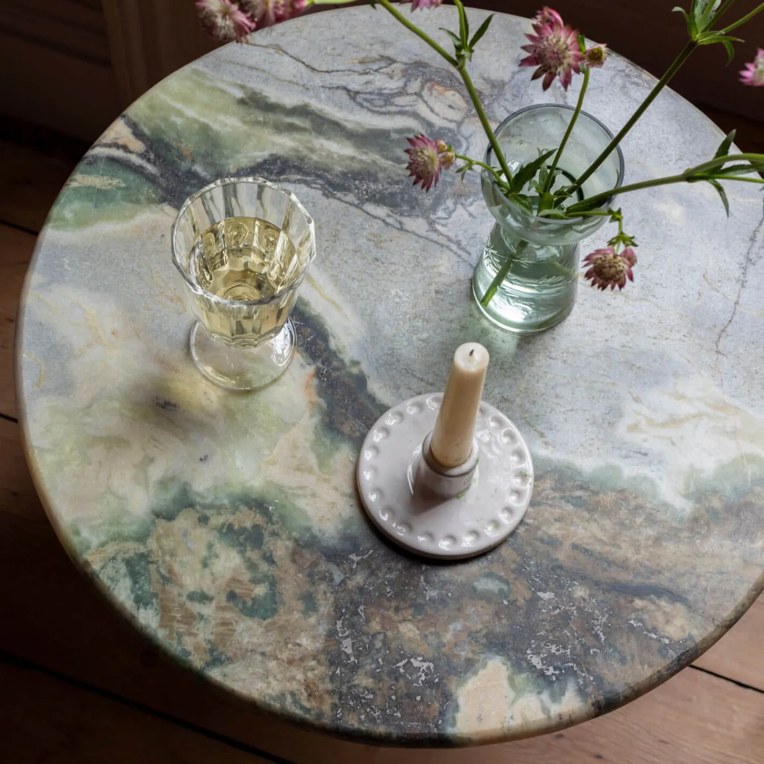 Graham & Green Anderson Marble and Black Mango Wood Side Table