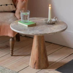 Graham & Green Anderson Marble and Mango Wood Side Table