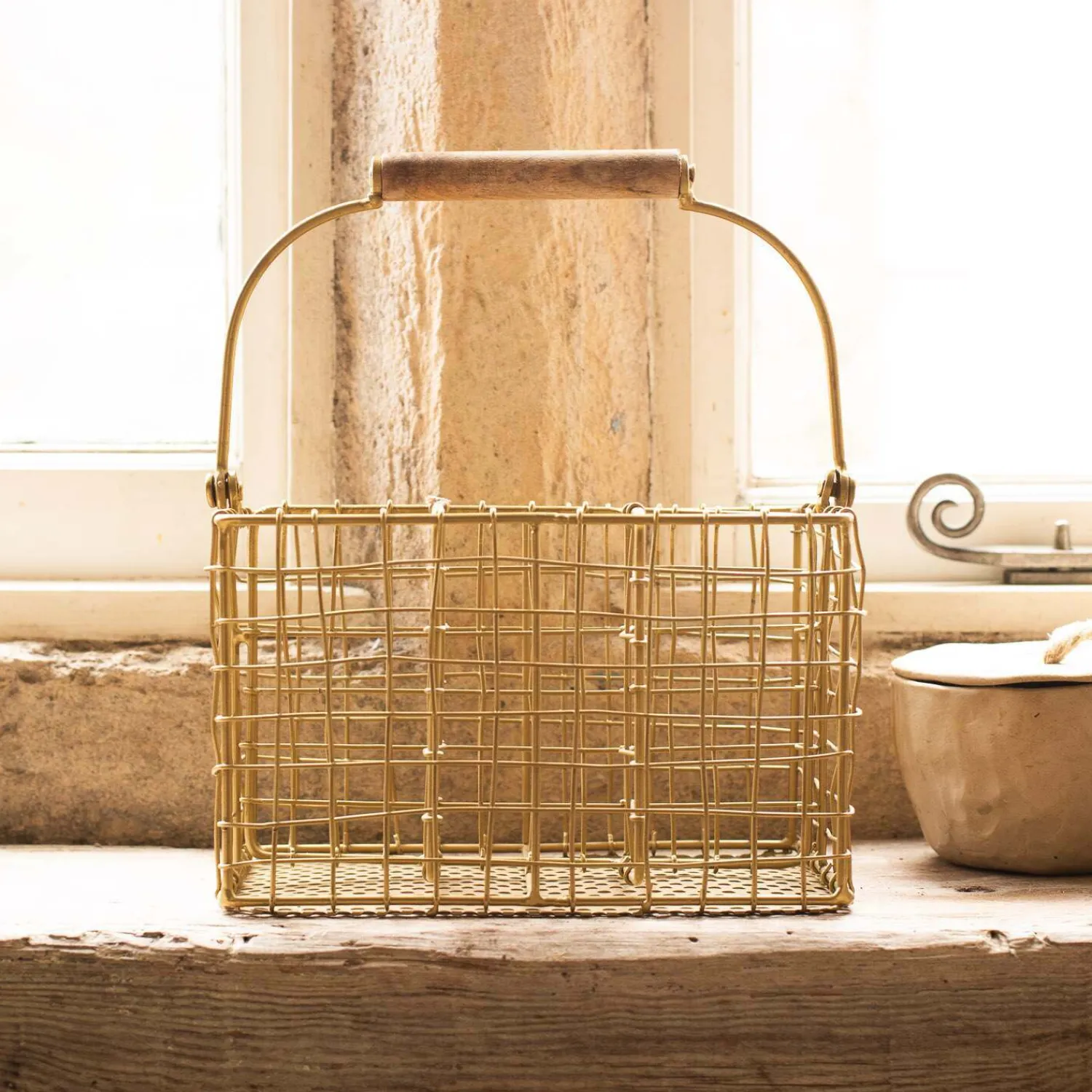 Graham & Green Antique Brass Cutlery Holder