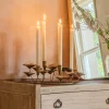 Graham & Green Antique Brass Leaves Candle Holder