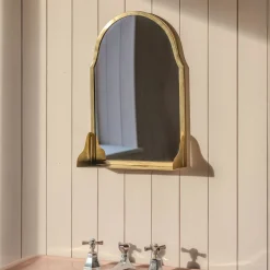 Graham & Green Antique Brass Mirror with Shelf