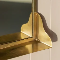 Graham & Green Antique Brass Mirror with Shelf