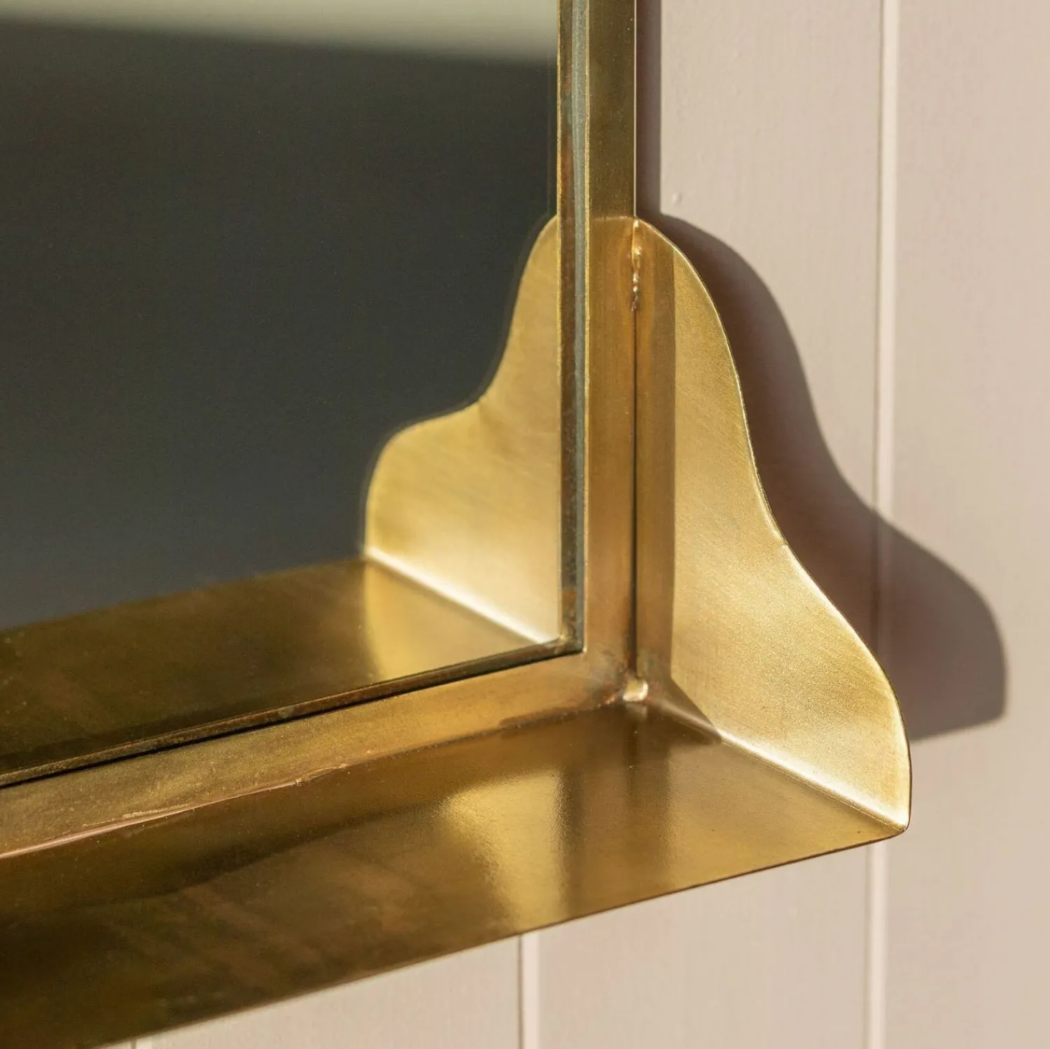 Graham & Green Antique Brass Mirror with Shelf