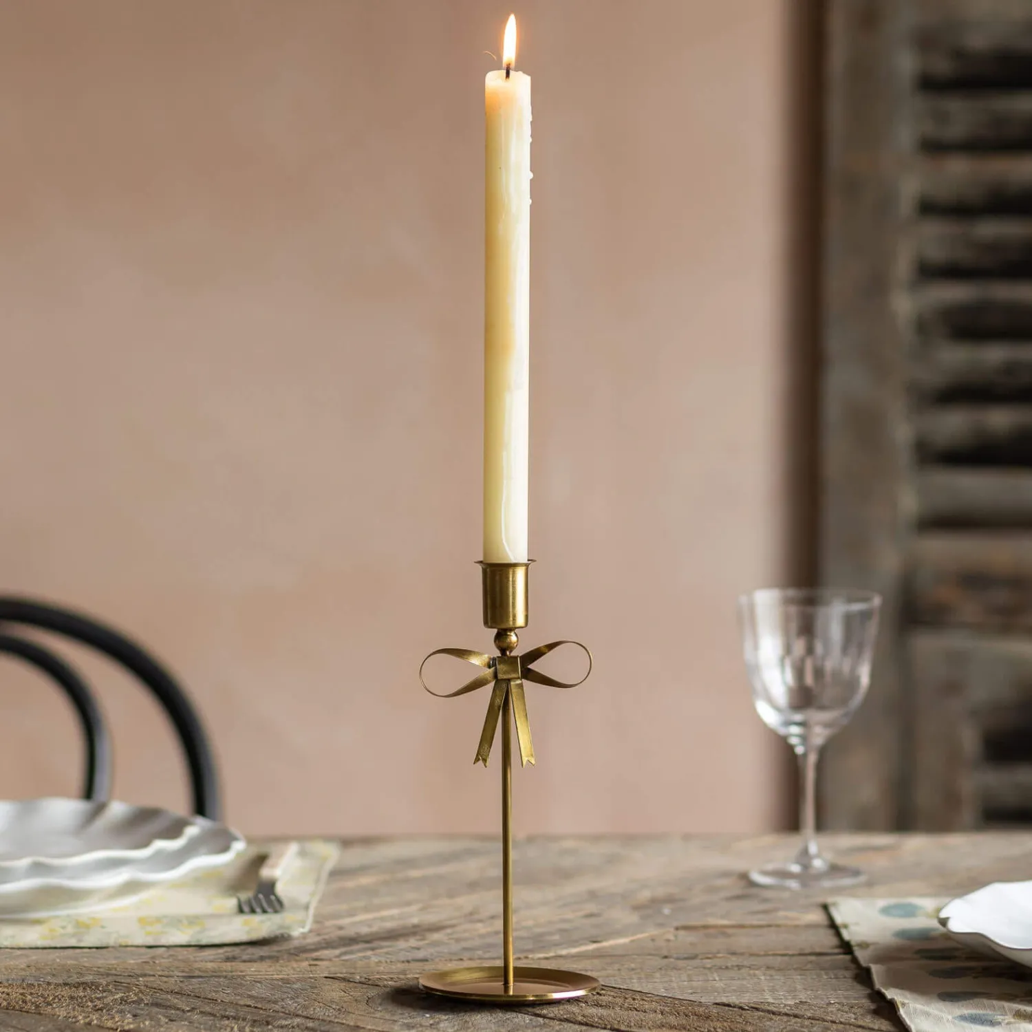 Graham & Green Antique Brass Tall Candle Holder