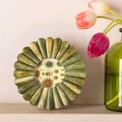Graham & Green Antique Green Flower Round Bone Frame