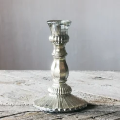Graham & Green Antique Silver Glass Candle Holder