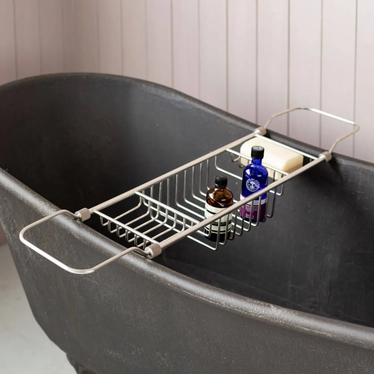 Graham & Green Antique Silver Over the Bath Tub Caddy