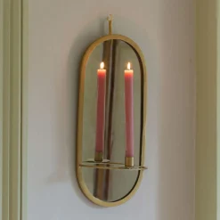 Graham & Green Antiqued Brass Mirror Candle Holder