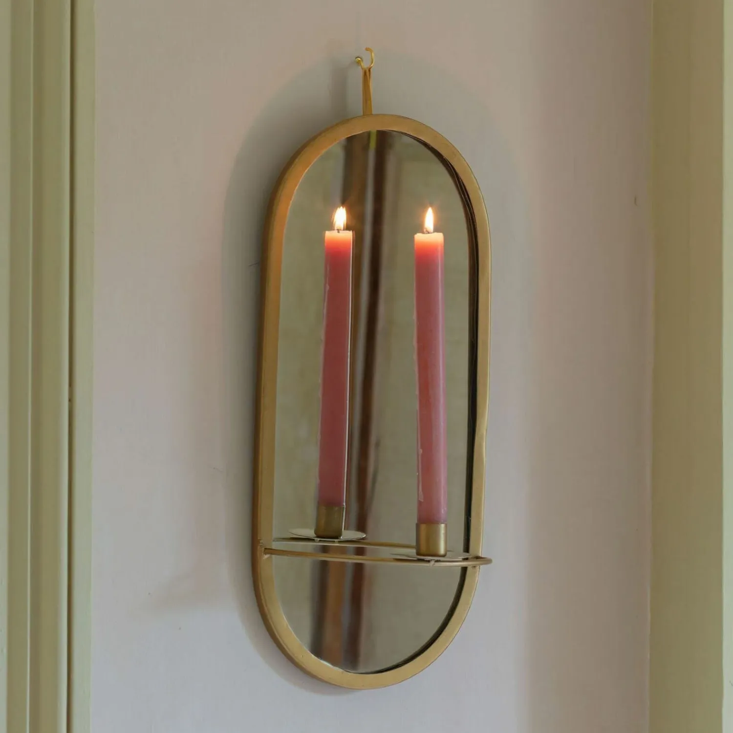 Graham & Green Antiqued Brass Mirror Candle Holder