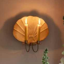 Graham & Green Antiqued Brass Shell Wall Sconce