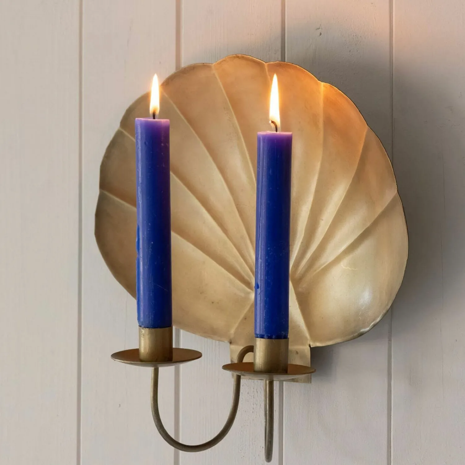 Graham & Green Antiqued Brass Shell Wall Sconce