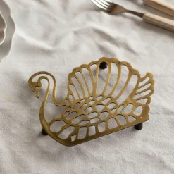 Graham & Green Antiqued Brass Swan Trivet