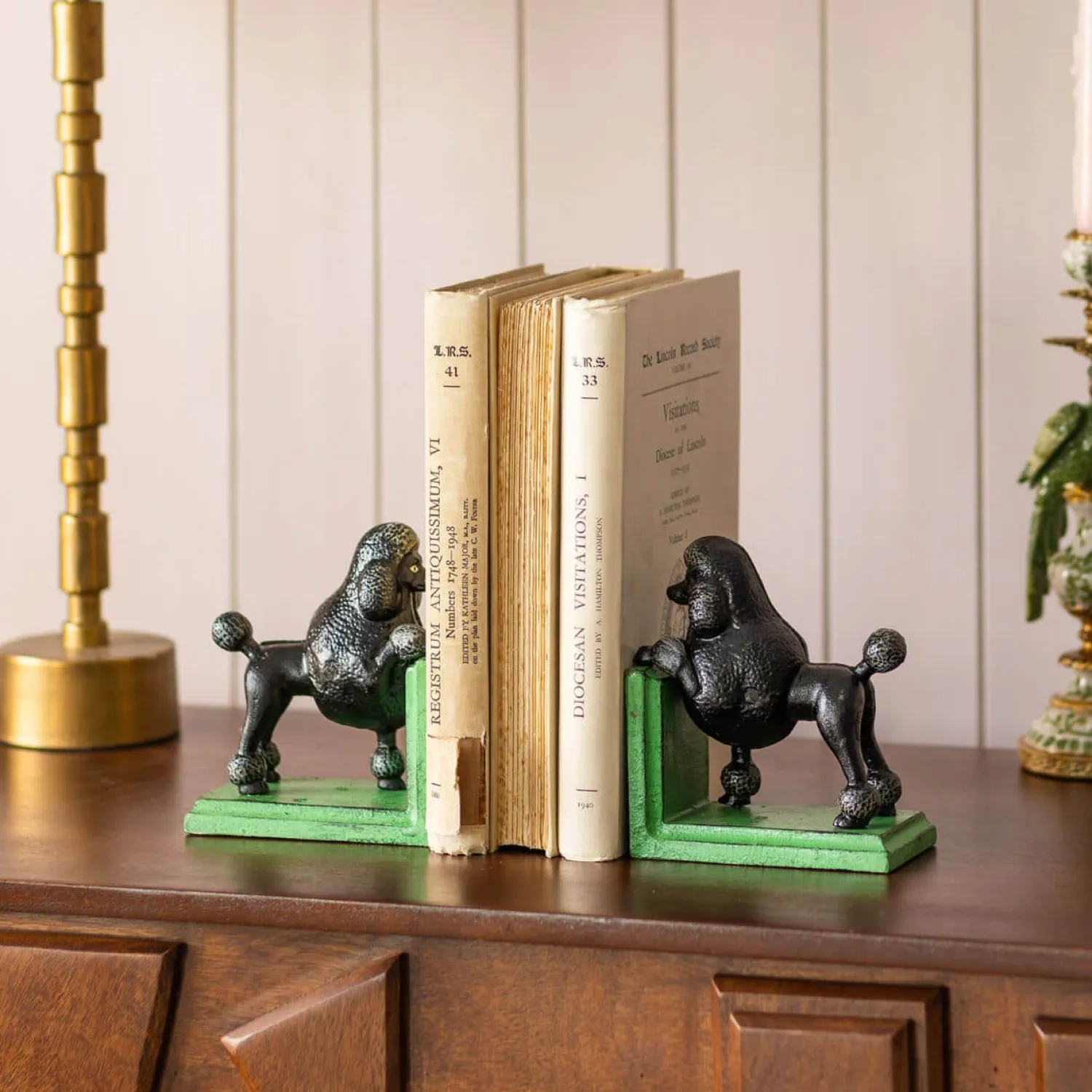 Graham & Green Antiqued Cast Iron Black Poodle Bookends