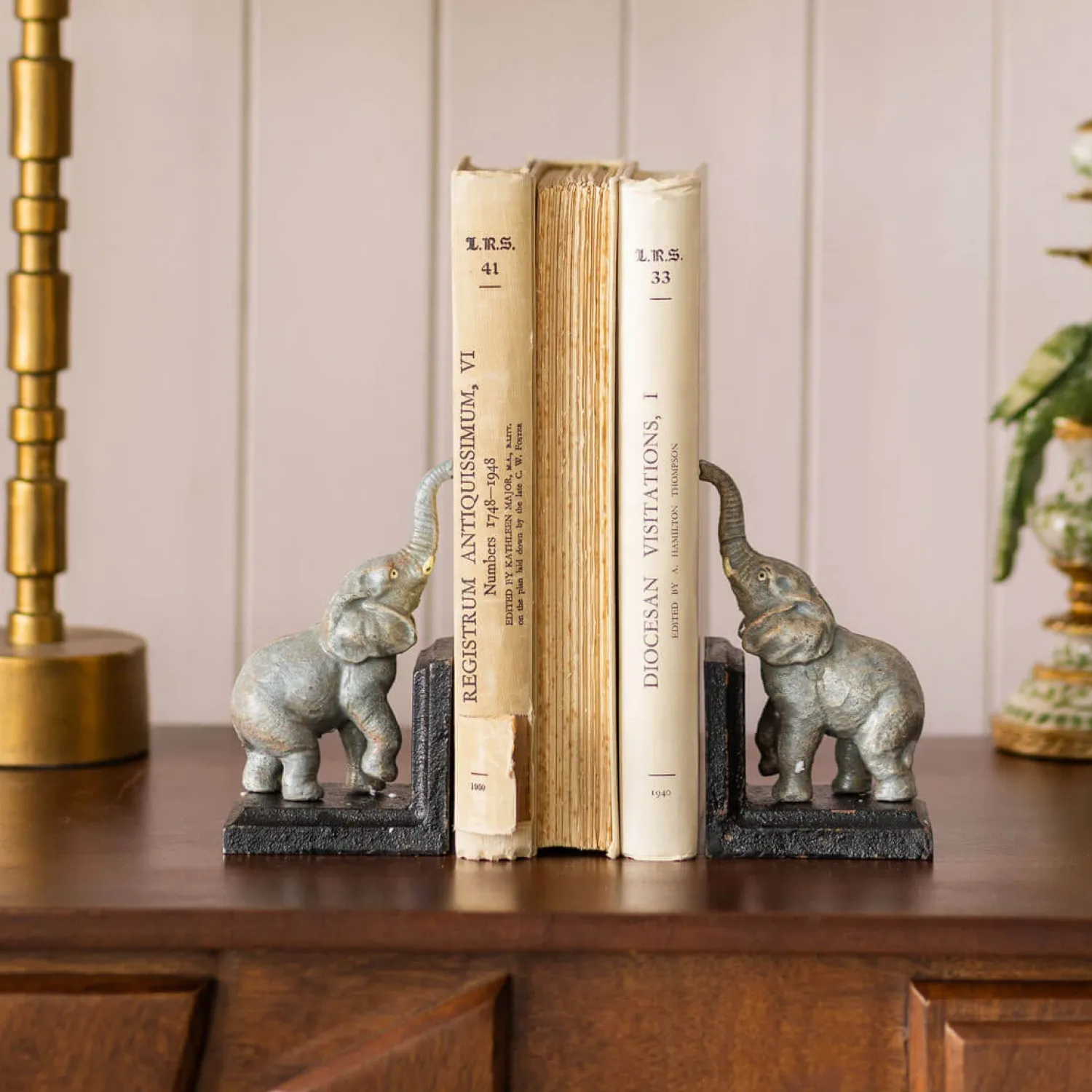 Graham & Green Antiqued Cast Iron Elephant Bookends
