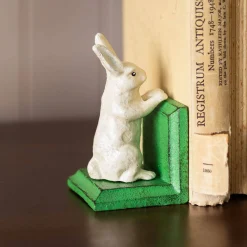 Graham & Green Antiqued Cast Iron White Rabbit Bookends