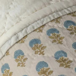 Graham & Green Antiqued Floral Block Printed Quilts