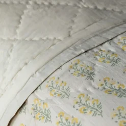 Graham & Green Antiqued Floral Block Printed Quilts