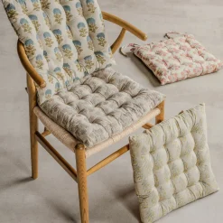 Graham & Green Antiqued Floral Block Printed Seat Pads