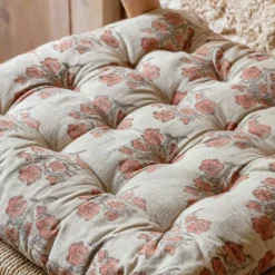Graham & Green Antiqued Floral Block Printed Seat Pads