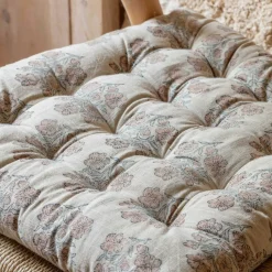 Graham & Green Antiqued Floral Block Printed Seat Pads