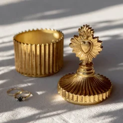 Graham & Green Antiqued Gold Ex-Voto Heart Trinket Box