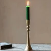 Graham & Green Antiqued Gold Fluted Ball Candle Holder