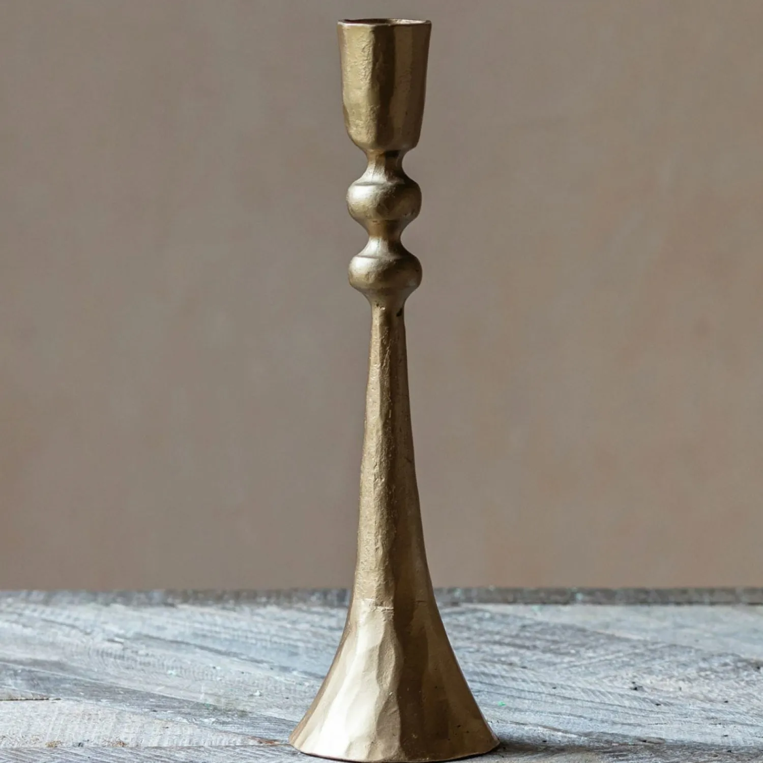 Graham & Green Antiqued Gold Fluted Ball Candle Holder