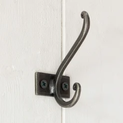 Graham & Green Antiqued Silver Iron Double Wall Hook