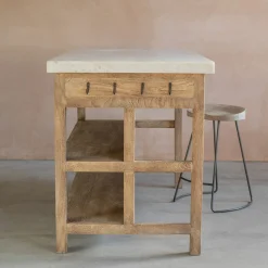 Graham & Green Aria Marble Topped Kitchen Breakfast Bar