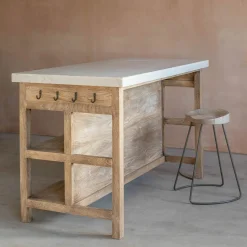 Graham & Green Aria Marble Topped Kitchen Breakfast Bar