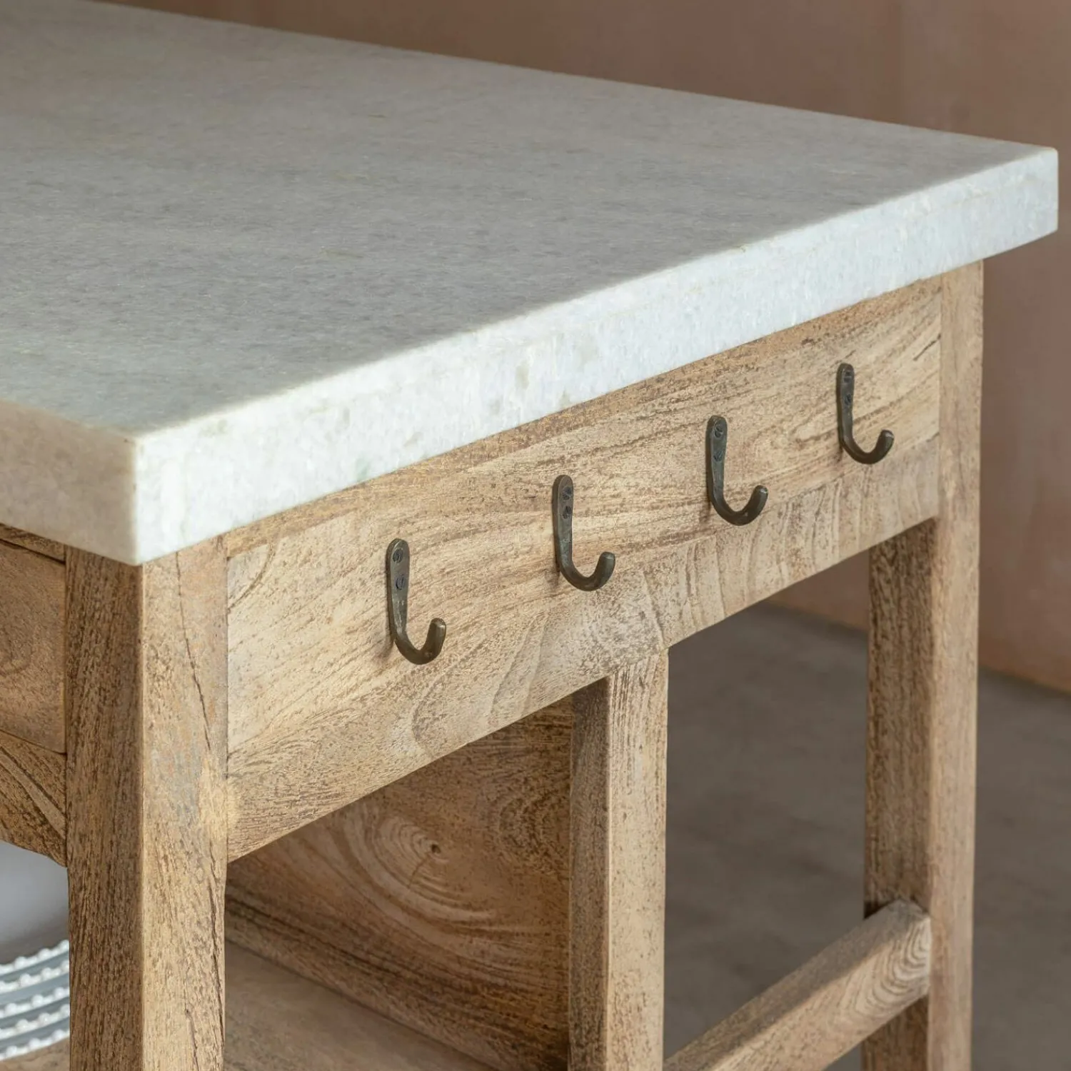 Graham & Green Aria Marble Topped Kitchen Breakfast Bar