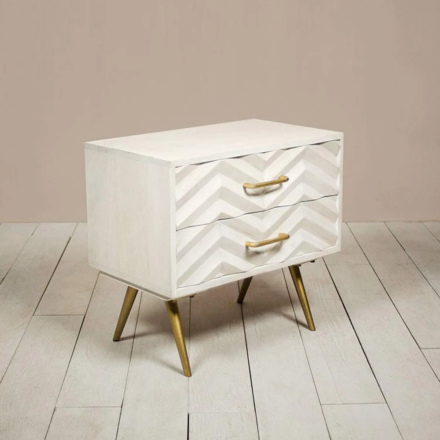 Graham & Green Ariella Chevron Large Bedside Table