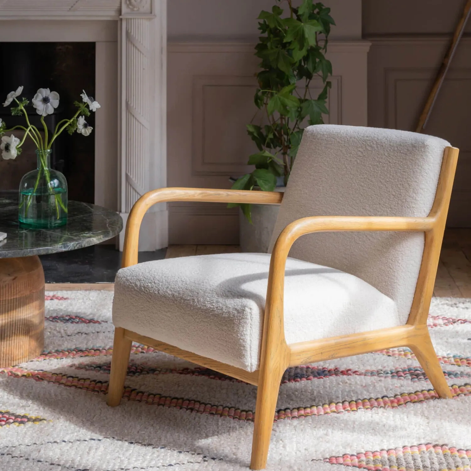 Graham & Green Ashton Chalk Bouclé Armchair