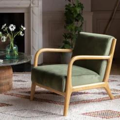 Graham & Green Ashton Moss Green Velvet Armchair