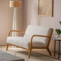 Graham & Green Ashton Two Seater White Bouclé Sofa