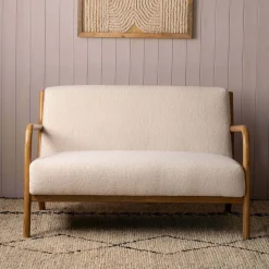 Graham & Green Ashton Two Seater White Bouclé Sofa