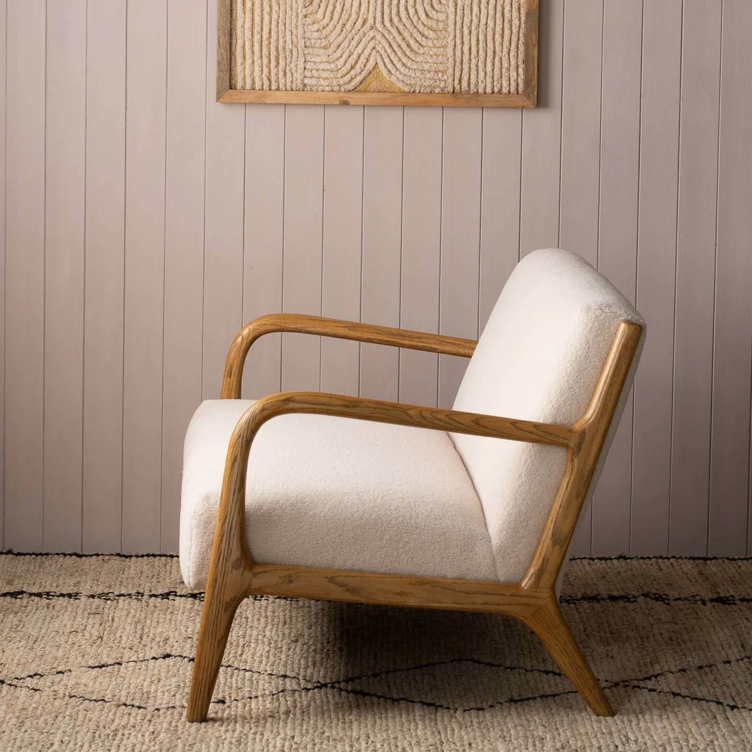 Graham & Green Ashton Two Seater White Bouclé Sofa