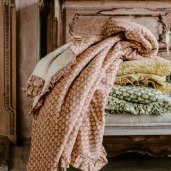 Graham & Green Ava Floral Block Printed Sherpa Throw